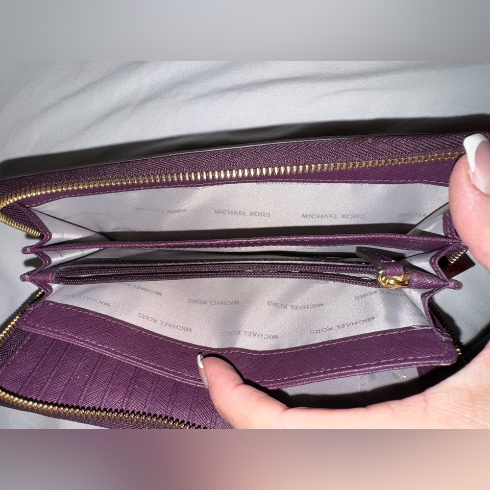 Michael Kors Purple Croc-Embossed Wristlet - Picture 4 of 10
